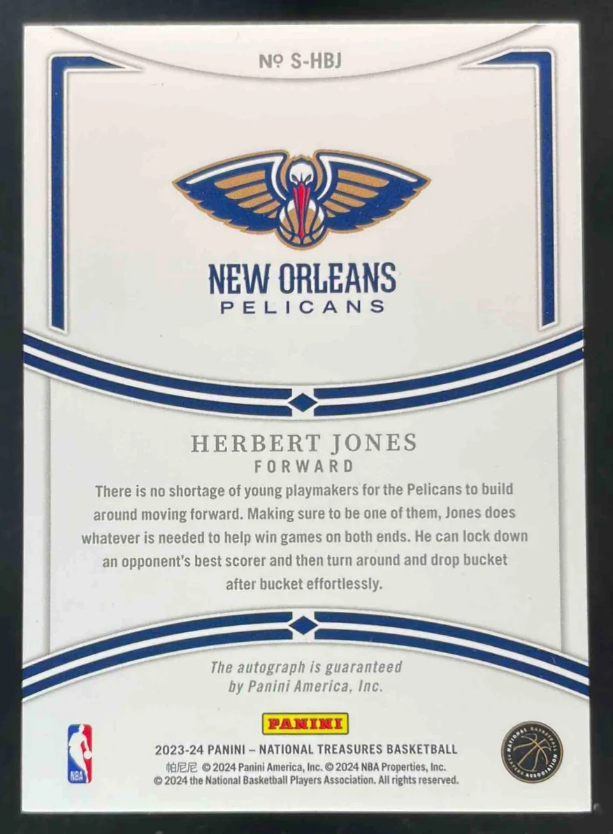 2023-24 National Treasures Bronze #S-HBJ Herbert Jones Auto /25 - Image 2