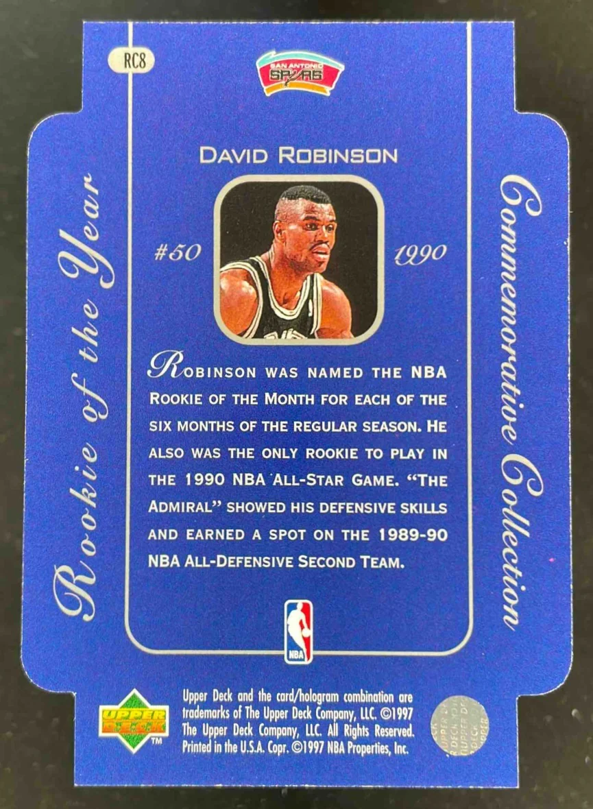 1996-97 Upper Deck Rookie of the Year #RC8 David Robinson - Image 2