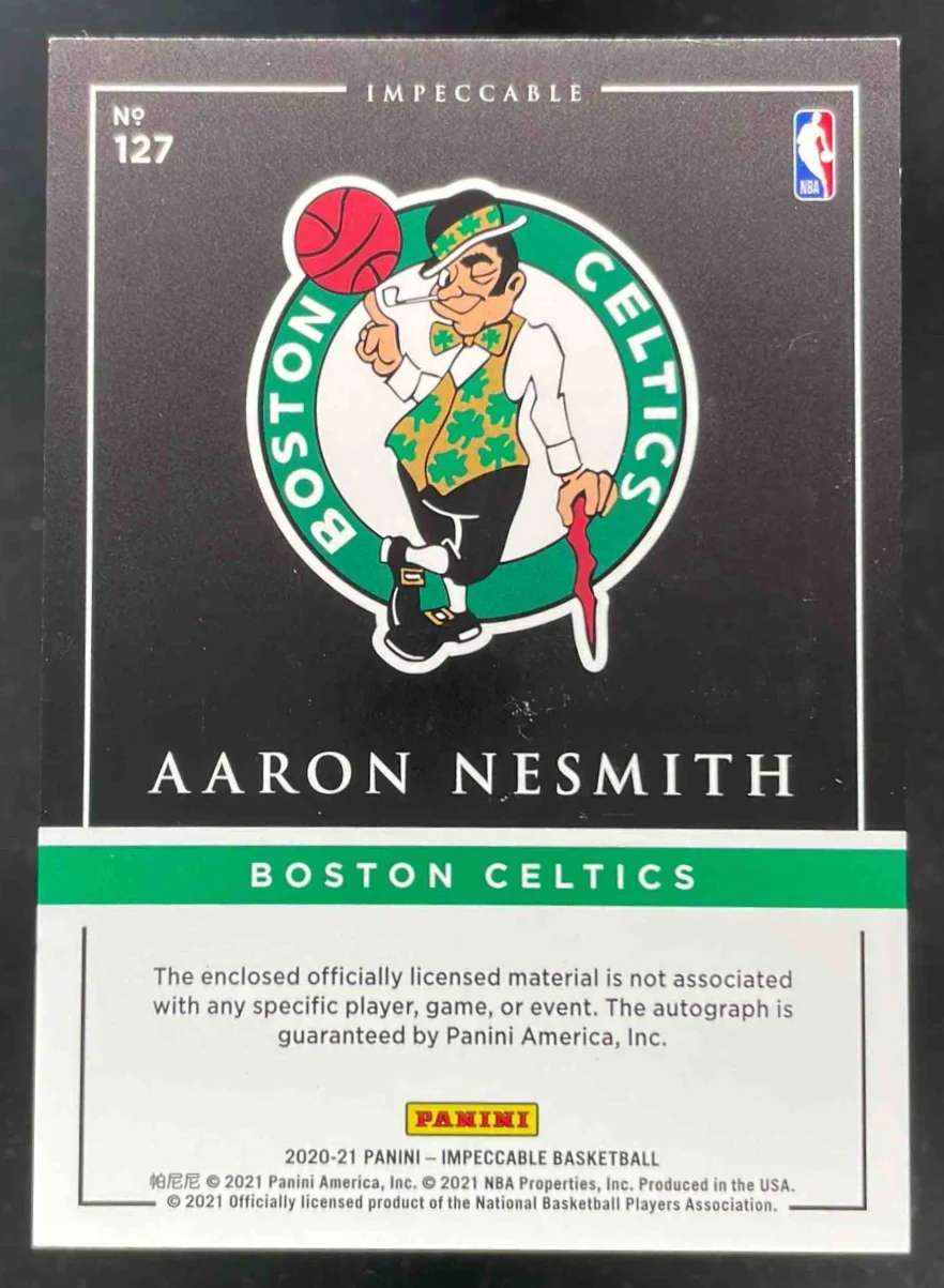 2020-21 Panini Impeccable #127 Aaron Nesmith RC Auto /99 - Image 2