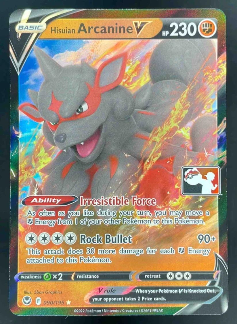 2022 Pokemon Sword & Shield Silver Tempest #090/195 Hisuian Arcanine V Holo