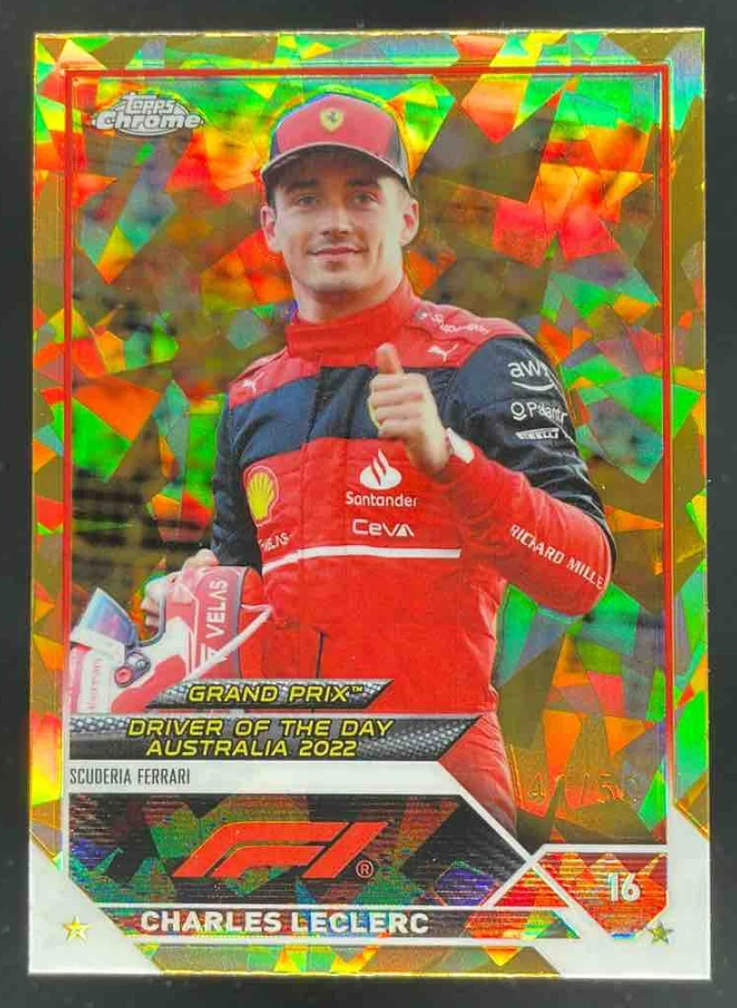 2023 Topps Chrome Sapphire Formula 1 Gold Sapphire #168 Charles Leclerc /50