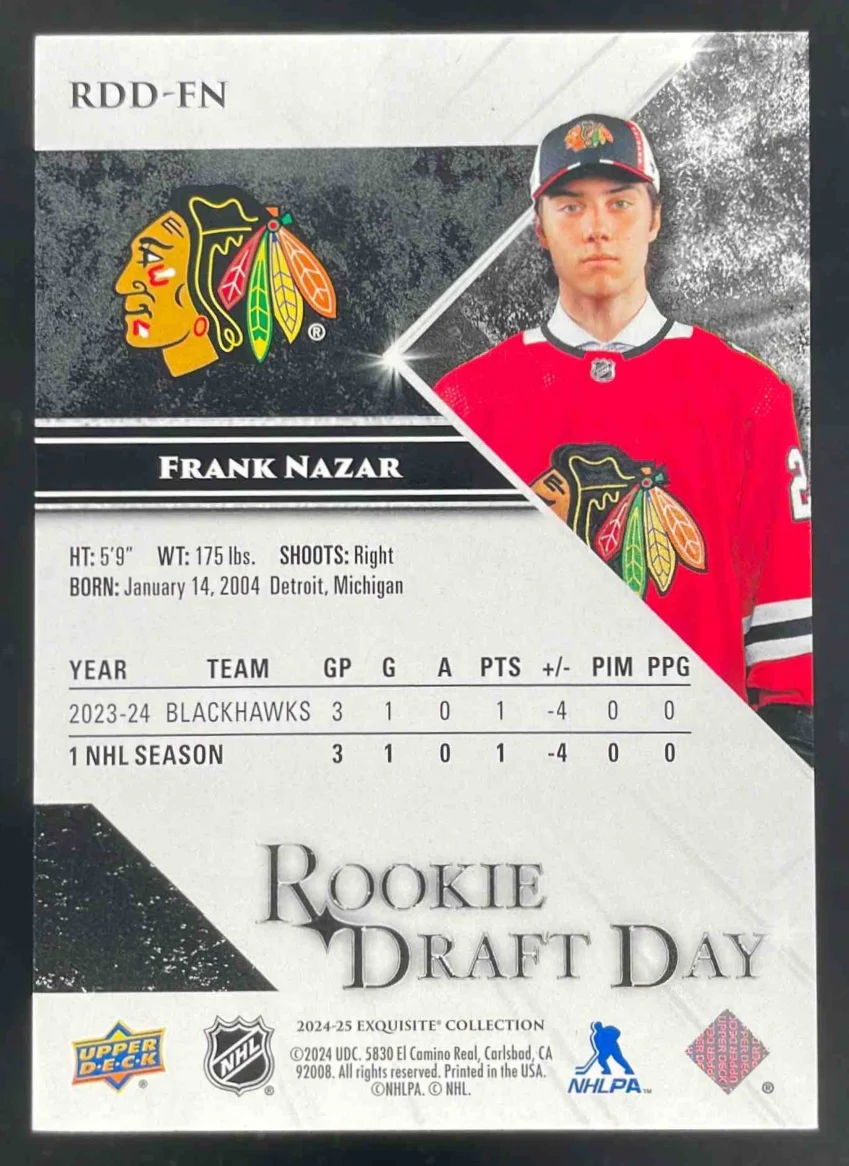 2024 Black Diamond Exquisite Collection Rookie Draft Day #RDDFN Frank Nazar /349 - Image 2
