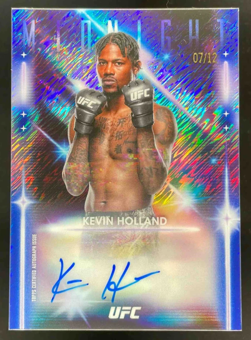 2025 Topps UFC Midnight Glimmer Graphs Midnight #GRG-KH Kevin Holland Auto /12