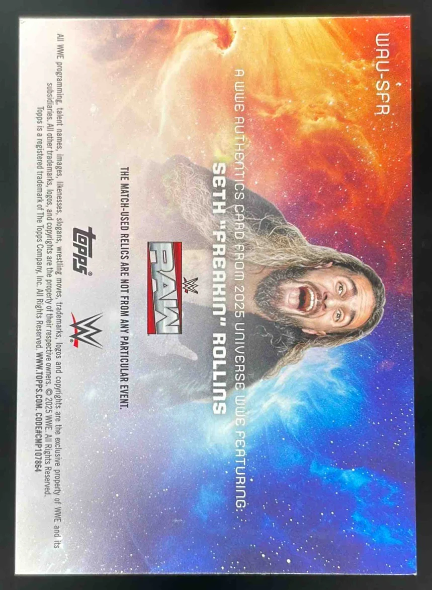 2025 Topps Universe WWE Authentics Orange Warp #SFR Seth "Freakin" Rollins /25 - Image 2