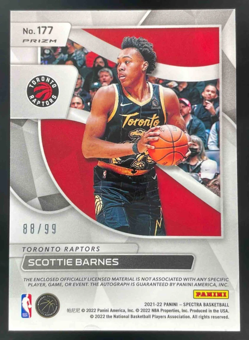 2021-22 Panini Spectra Celestial #177 Scottie Barnes Autograph RC Auto /99 - Image 2