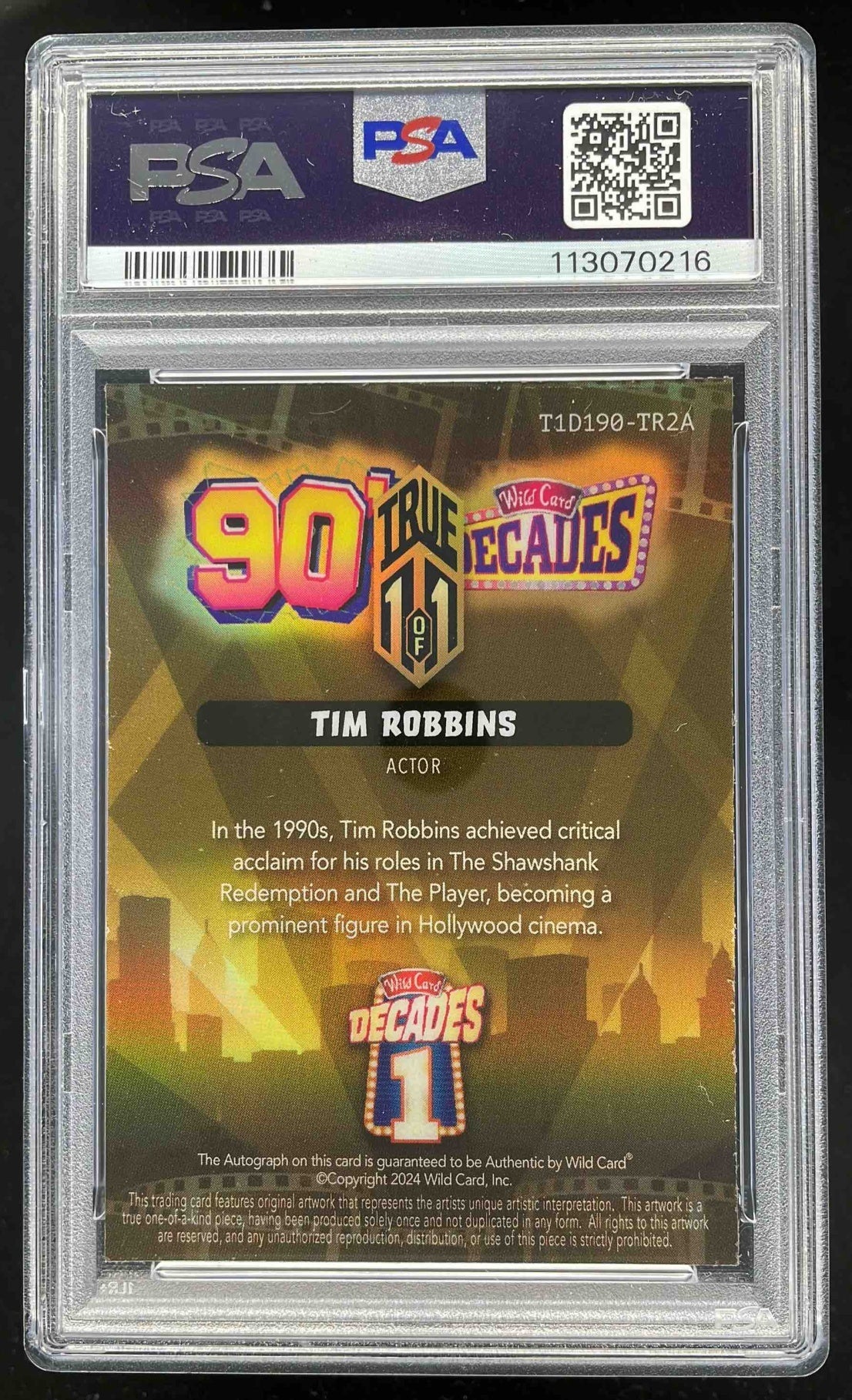 2024 Wild Card Decades 90's Decade Tim Robbins 1/1 PSA 10 - Image 2