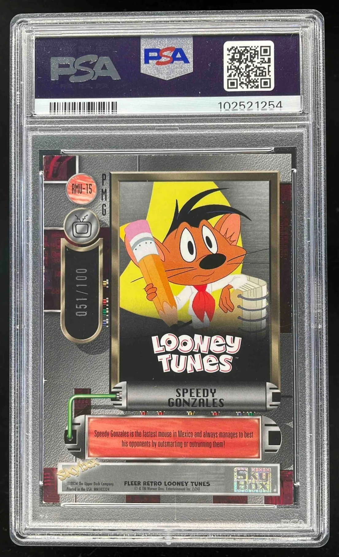 2024 Fleer Retro Looney Tunes Precious Metal Gems Red Speedy Gonzales /100 PSA 6 - Image 2