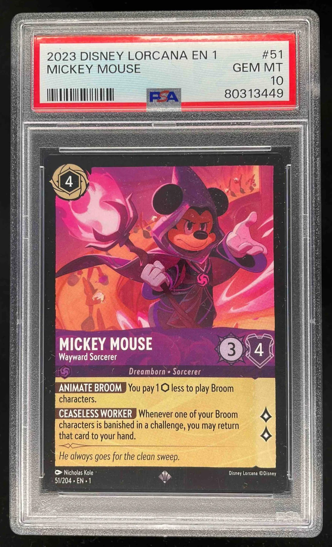2023 Disney Lorcana EN 1 #51 Mickey Mouse PSA 10