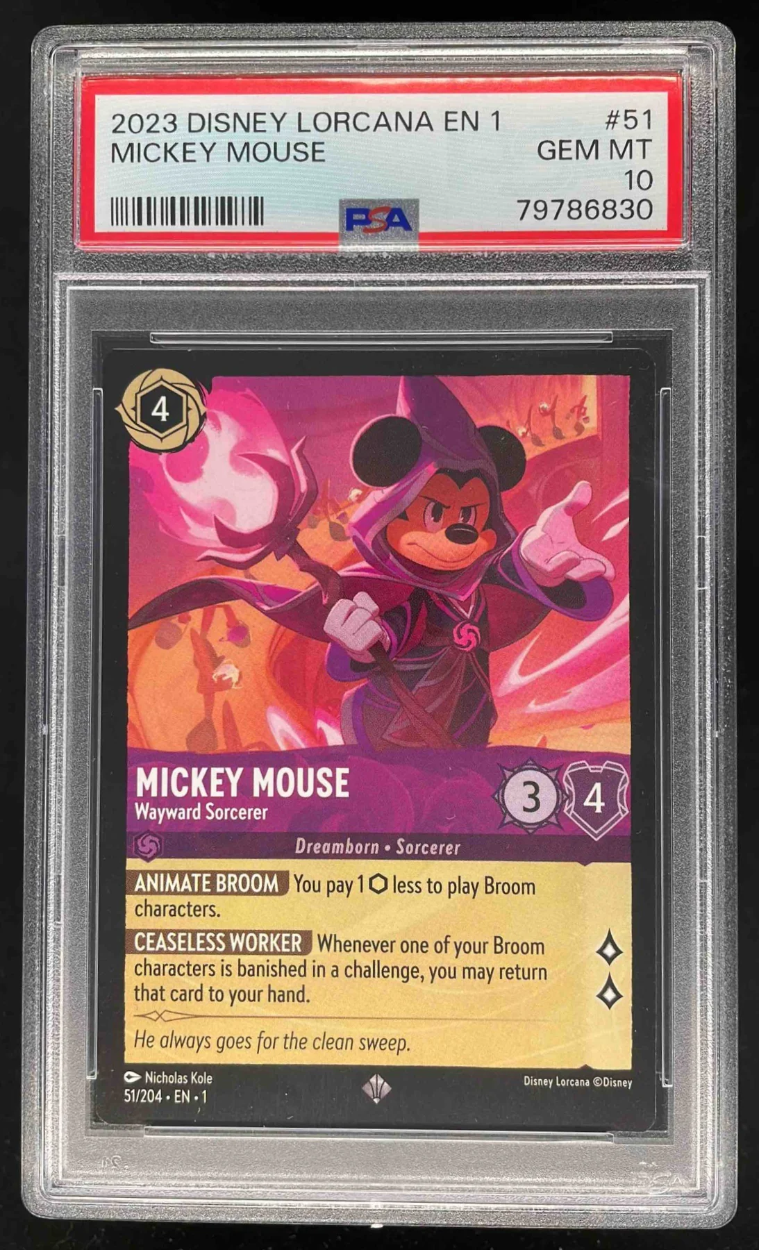 2023 Disney Lorcana EN 1 #51 Mickey Mouse PSA 10