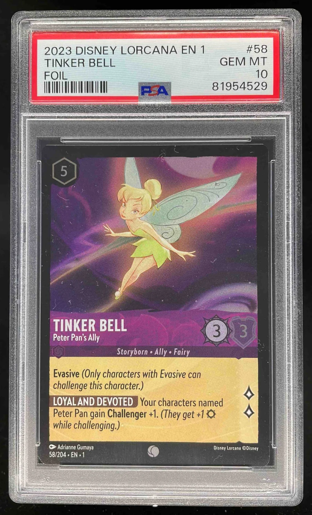 2023 Disney Lorcana EN 1 #58 Tinker Bell Foil PSA 10