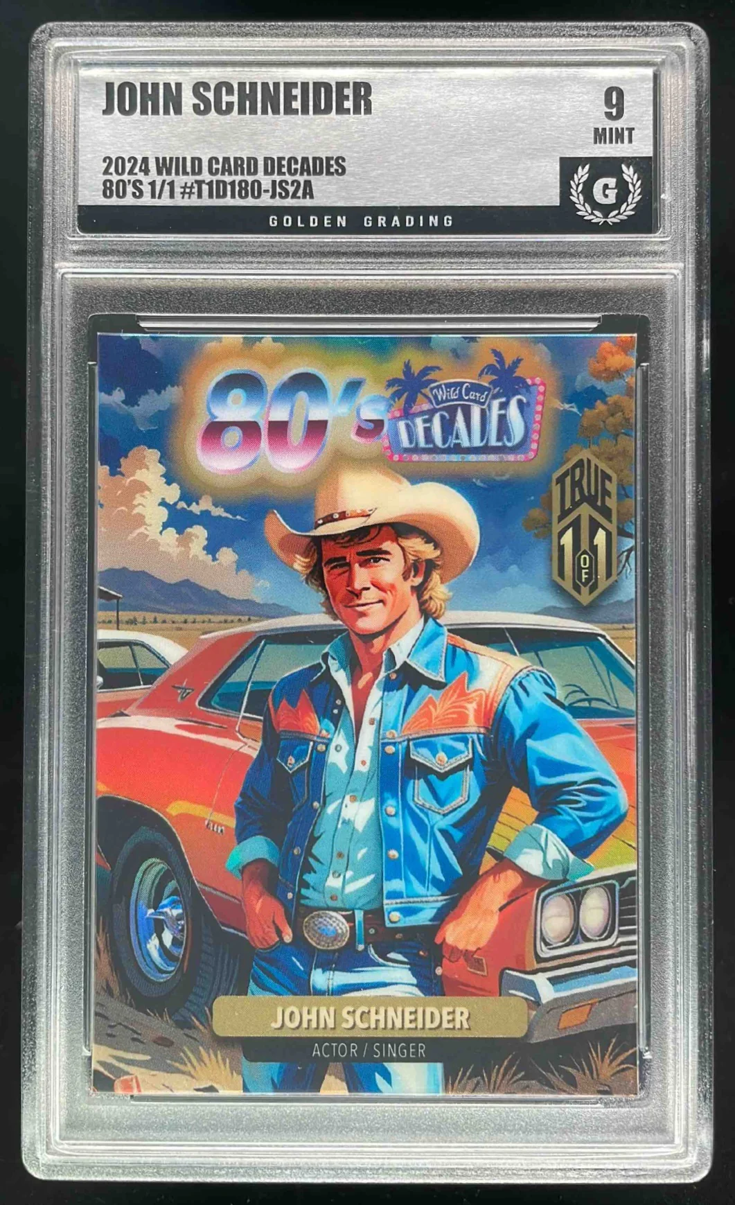 2024 Wild Card Decades 80's John Schneider True 1/1 Golden Grading 9