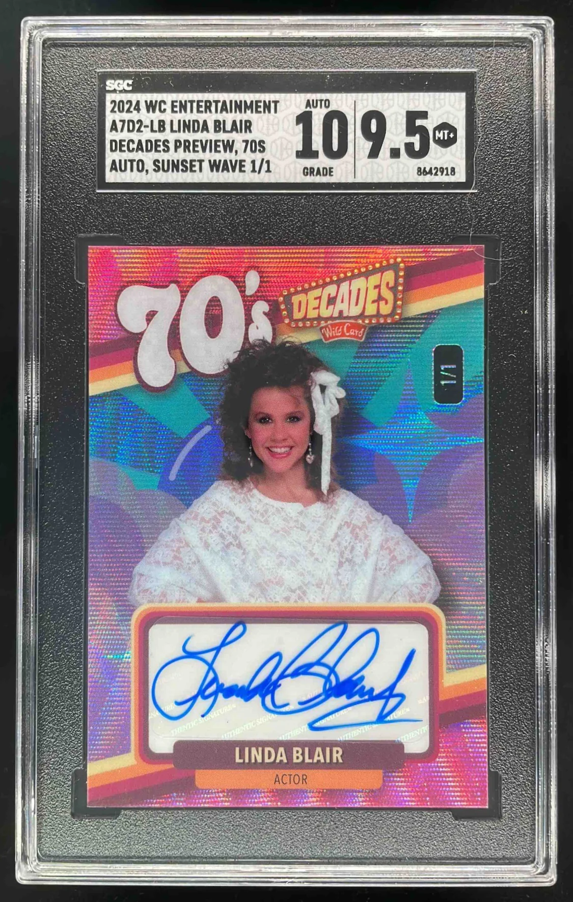 2024 Wild Card Decades Preview Auto Sunset Wave Linda Blair 1/1 SGC 9.5