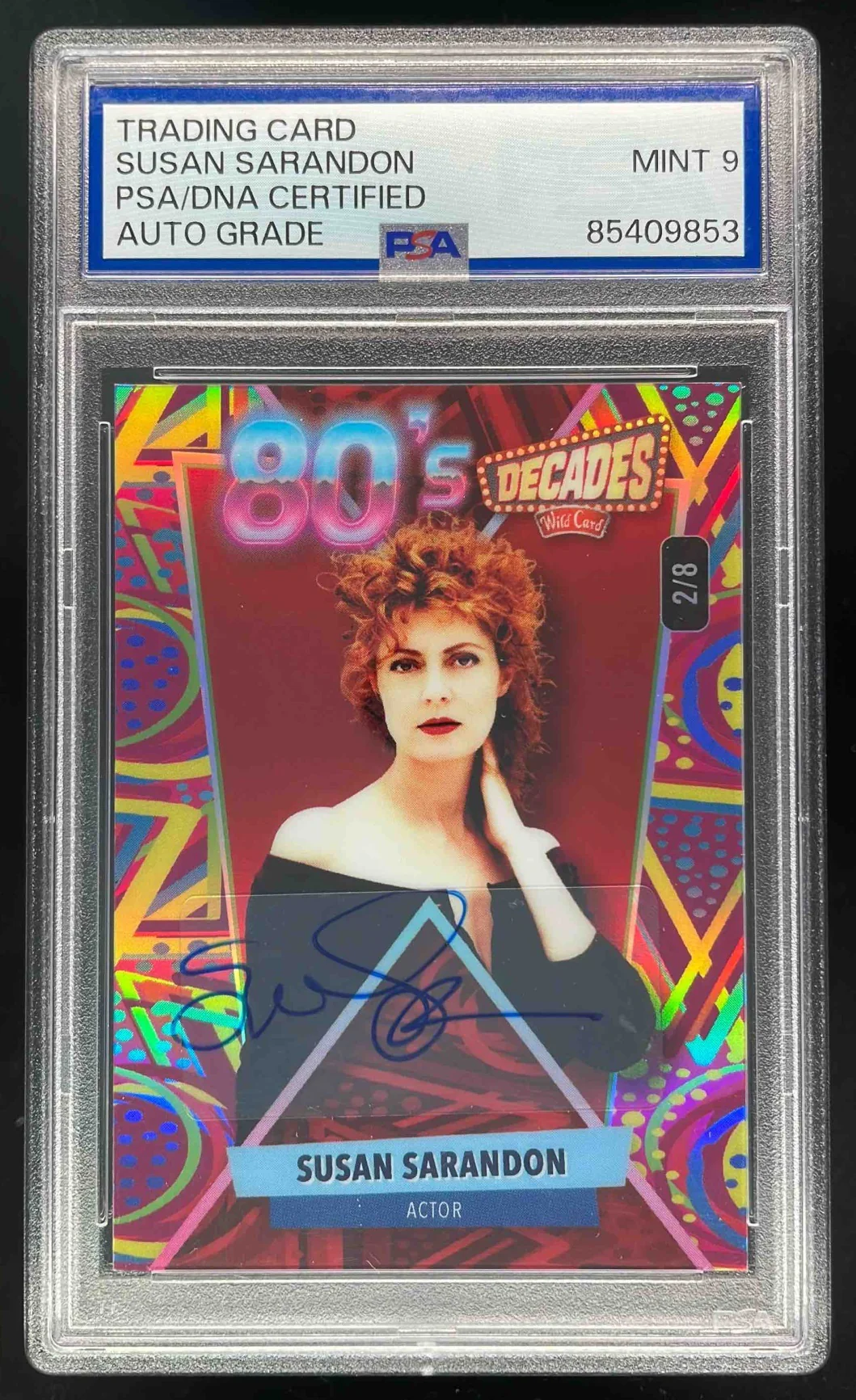2024 Wild Card Decades 80's Autograph Susan Sarandon Auto /8 PSA 9