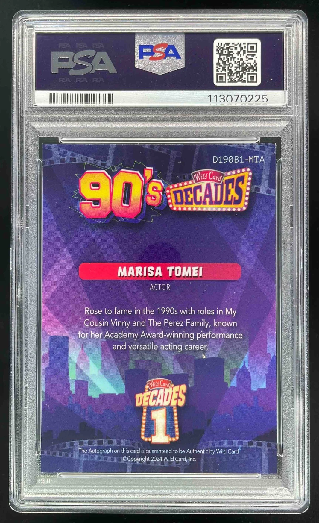 2024 Wild Card 90's Decade Auto Rainbow Blue Marisa Tomei Autograph 1/1 PSA 9 - Image 2