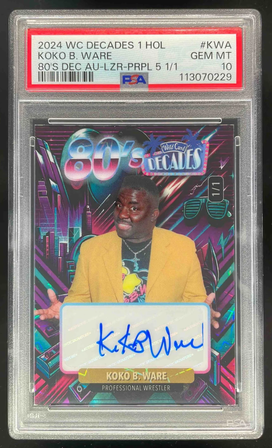 2024 Wild Card 80's Decades Auto Lazer Purple Koko B Ware Autograph 1/1 PSA 10