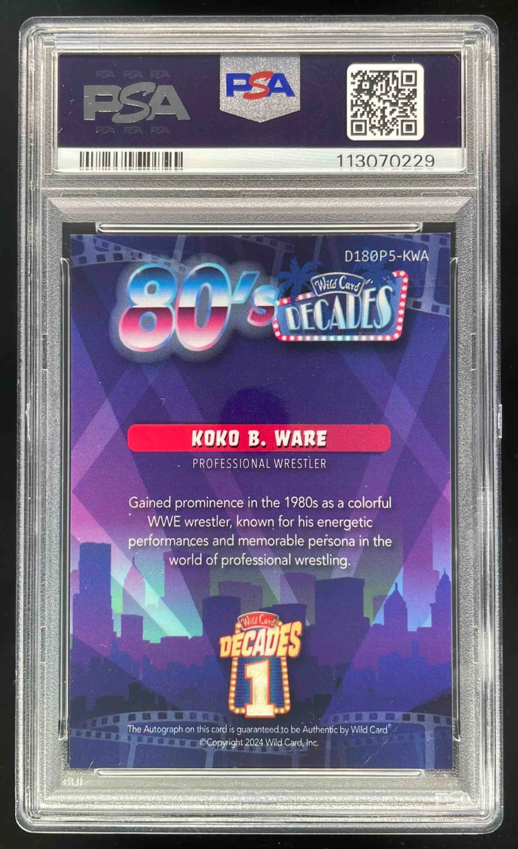 2024 Wild Card 80's Decades Auto Lazer Purple Koko B Ware Autograph 1/1 PSA 10 - Image 2