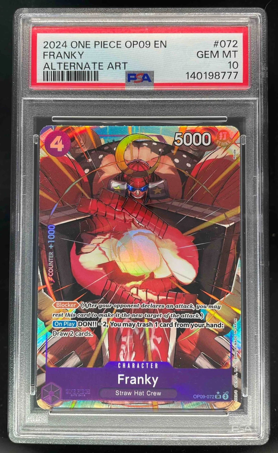 2024 One Piece OP09 EN #072 Franky Alternate Art PSA 10