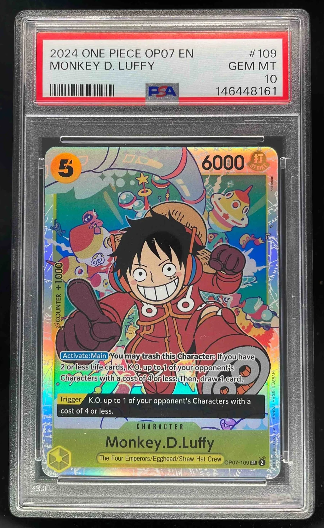 2024 One Piece OP07 EN #109 Monkey D Luffy PSA 10