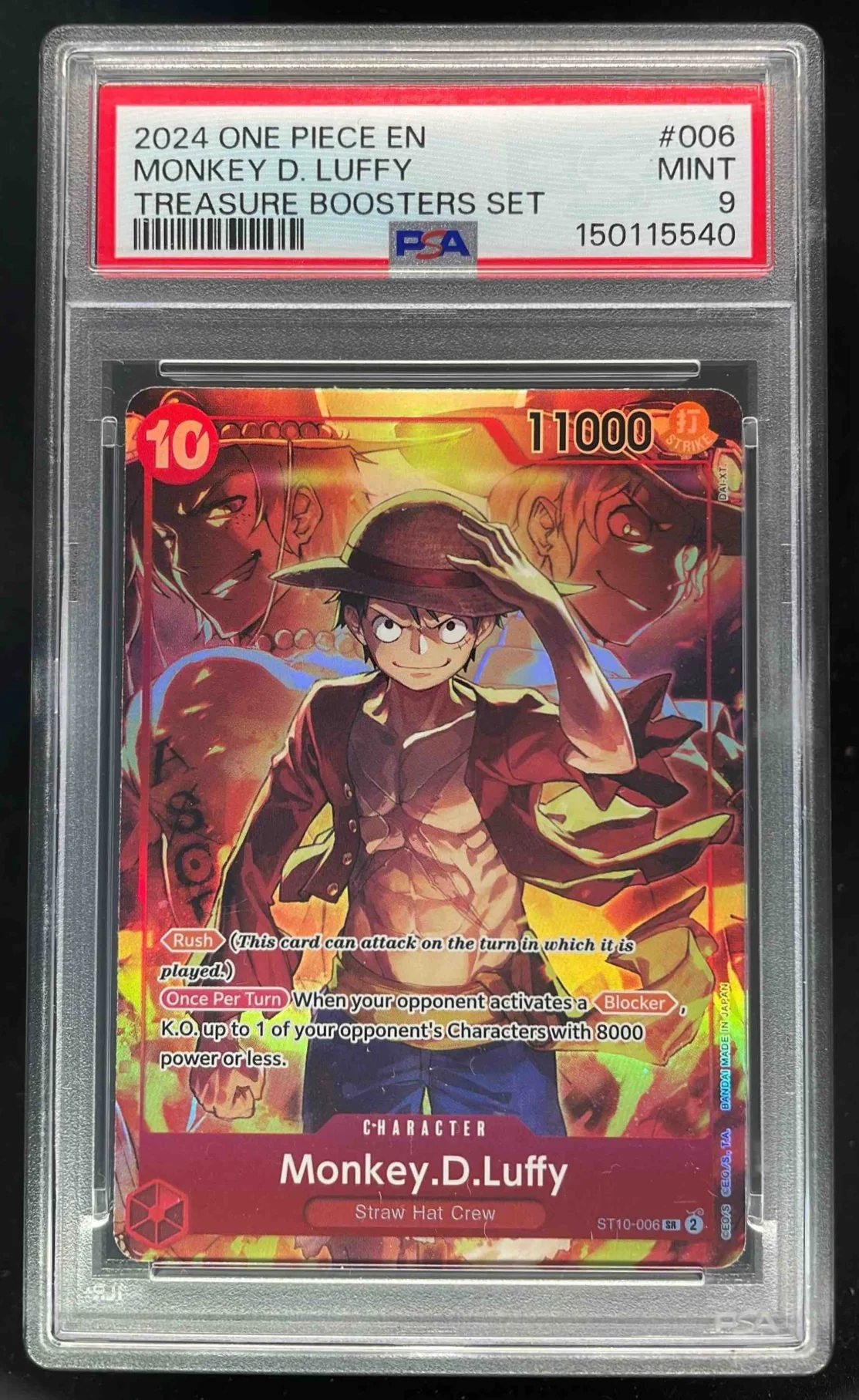 2024 One Piece EN Treasure Boosters Set #006 Monkey D Luffy PSA 9