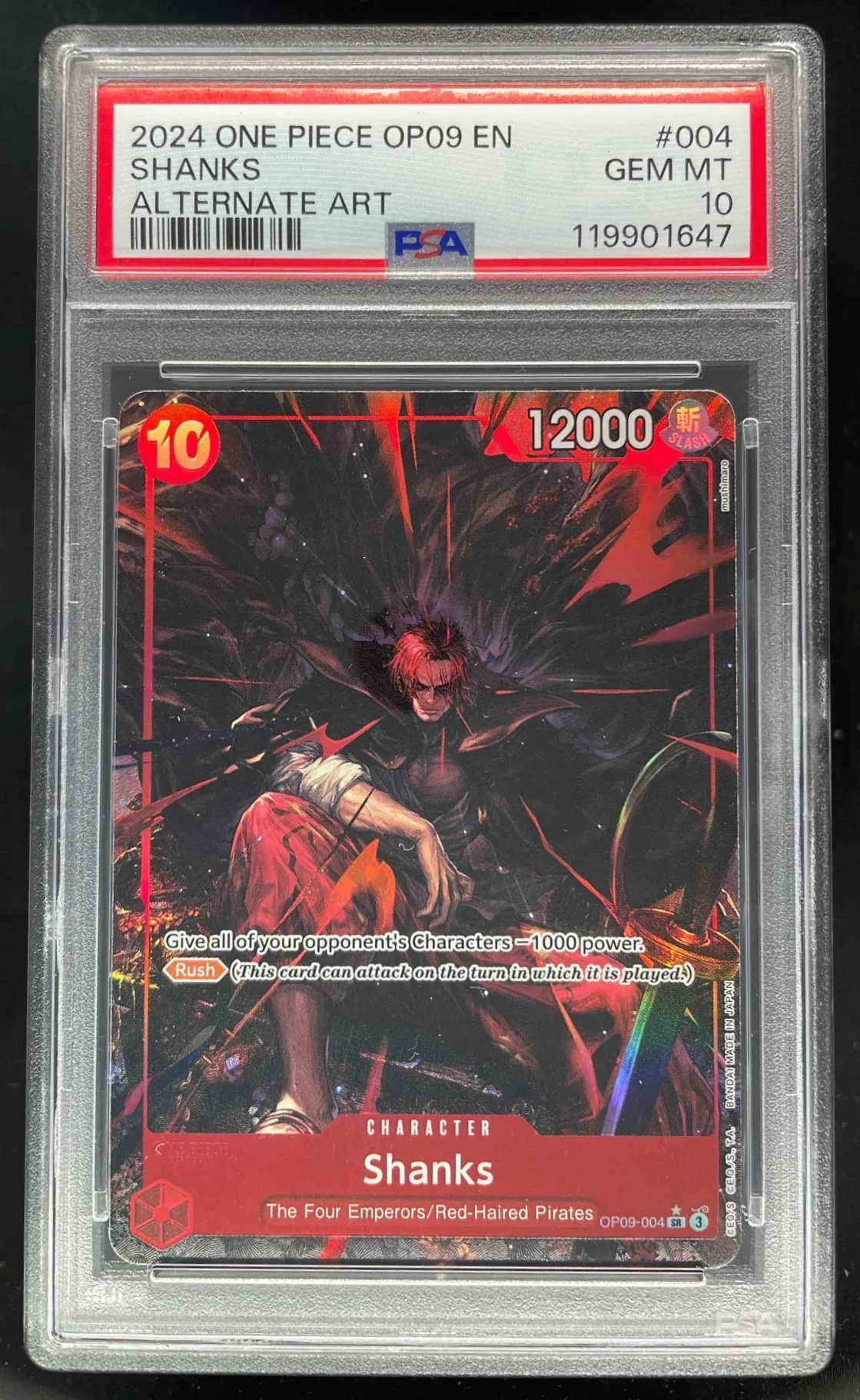 2024 One Piece OP09 EN #004 Shanks Alternate Art PSA 10