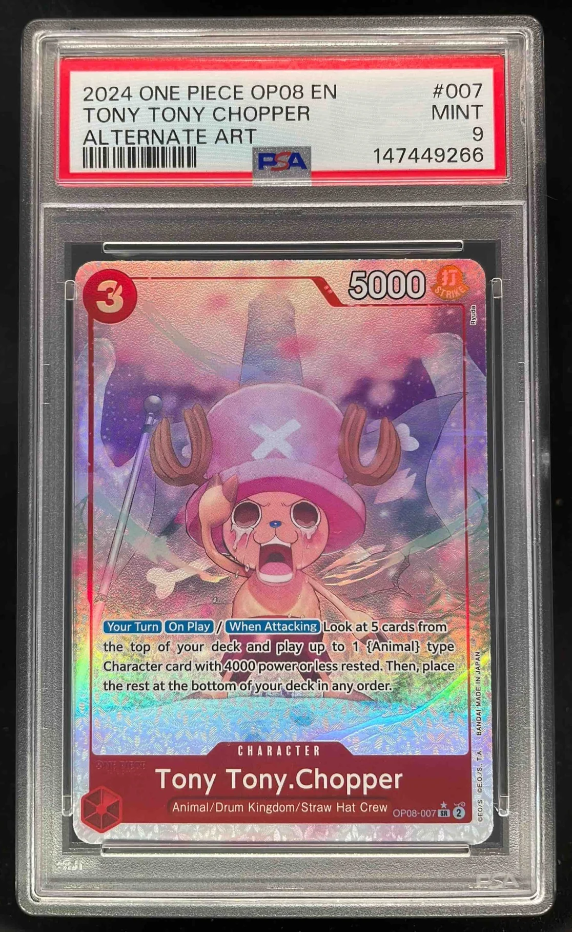 2024 One Piece OP08 EN #007 Tony Tony Chopper Alternate Art PSA 9