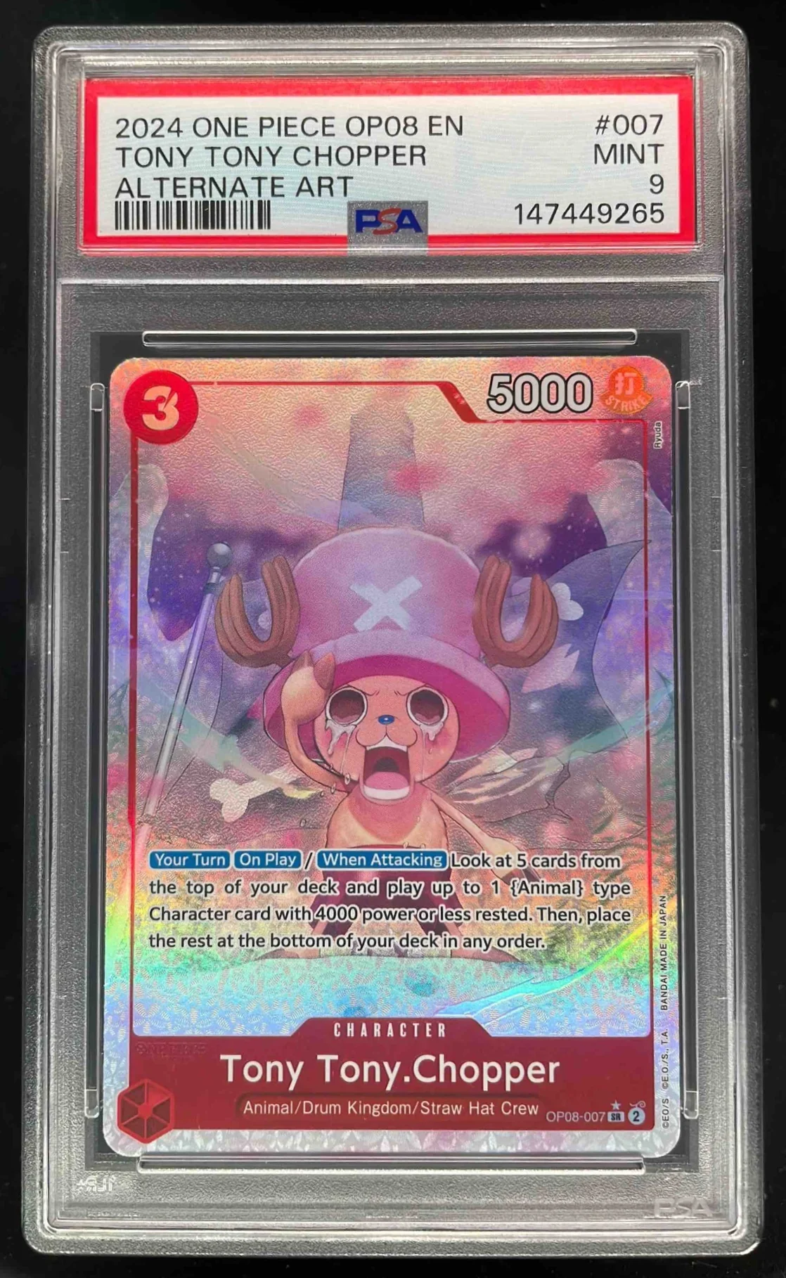 2024 One Piece OP08 EN #007 Tony Tony Chopper Alternate Art PSA 9