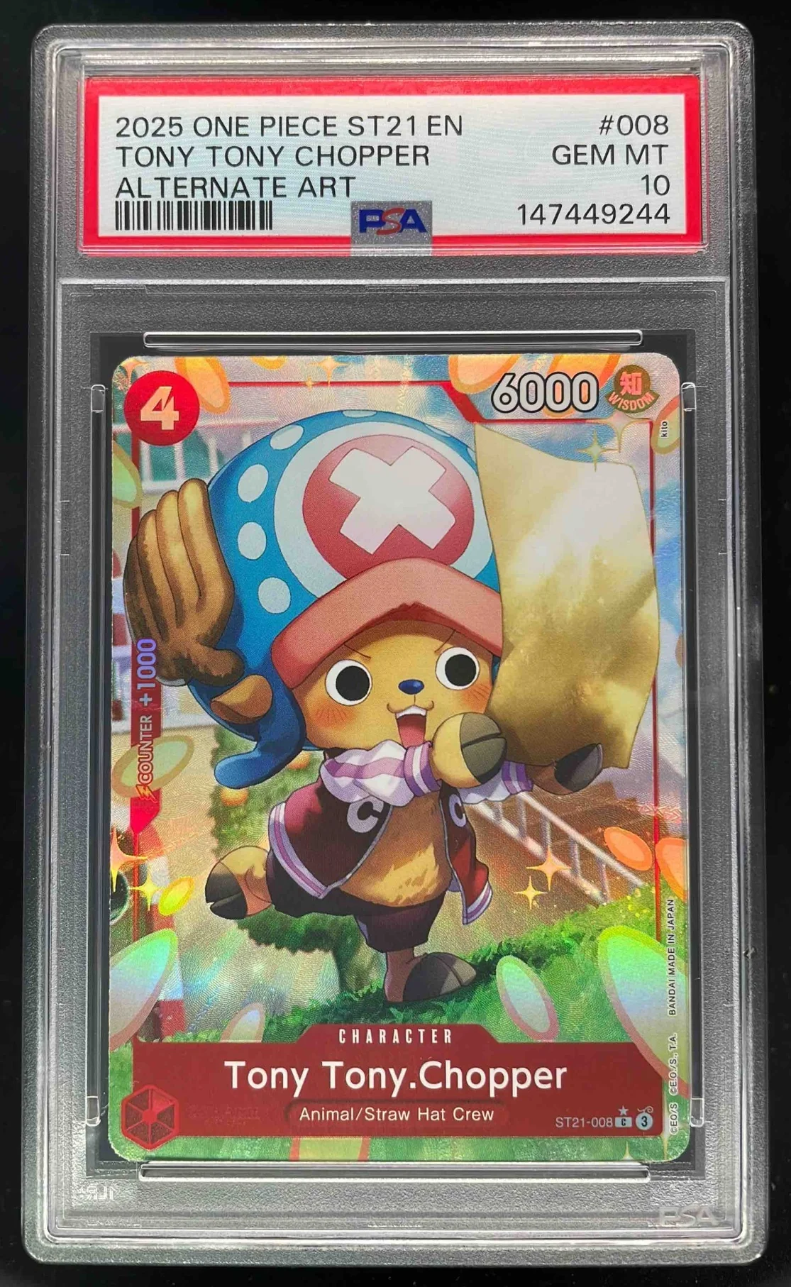 2025 One Piece ST21 EN #008 Tony Tony Chopper Alternate Art PSA 10