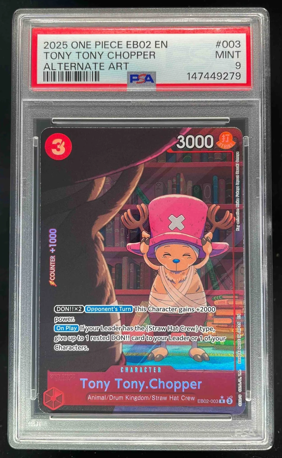 2025 One Piece EB02 EN #003 Tony Tony Chopper Alternate Art PSA 9