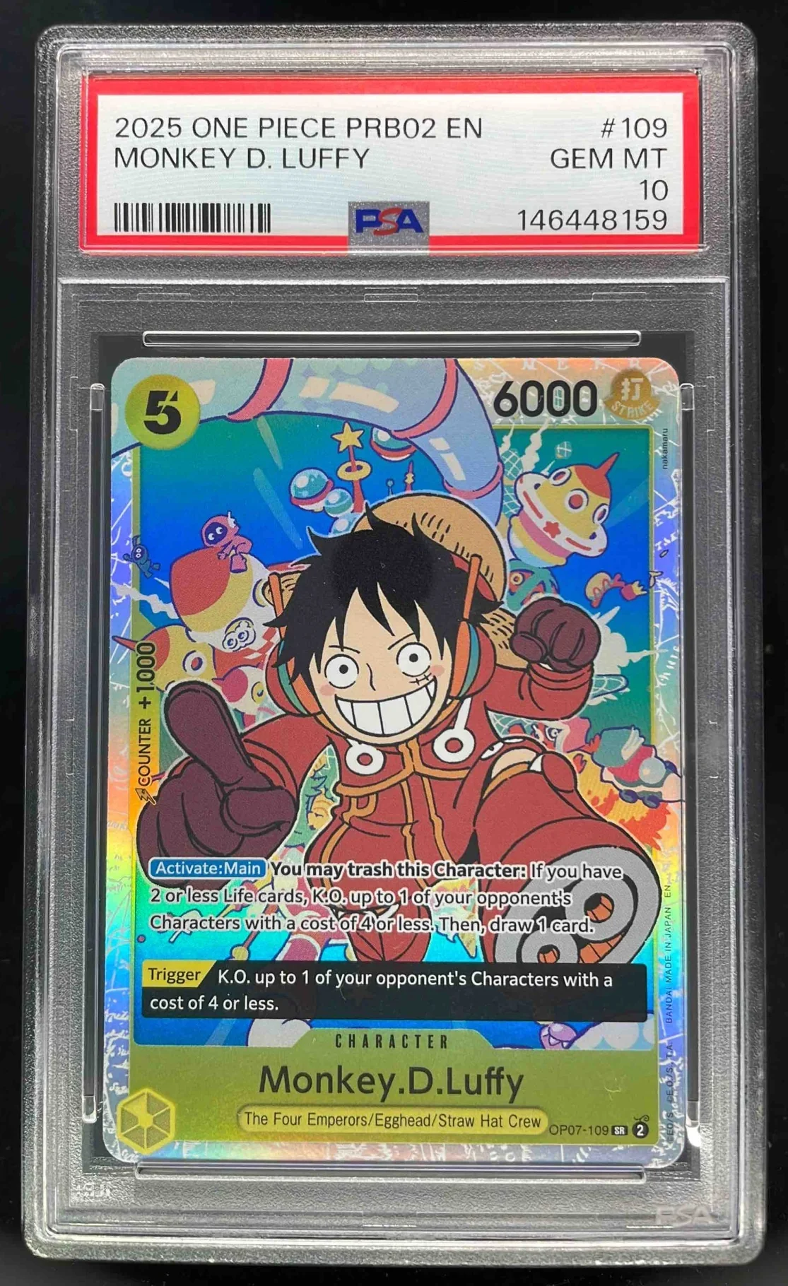 2025 One Piece OP07 EN #109 Monkey D Luffy PSA 10