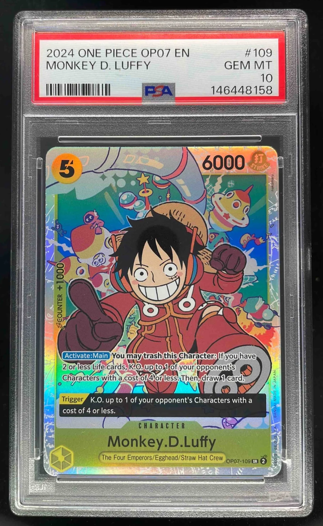 2025 One Piece OP07 EN #109 Monkey D Luffy PSA 10
