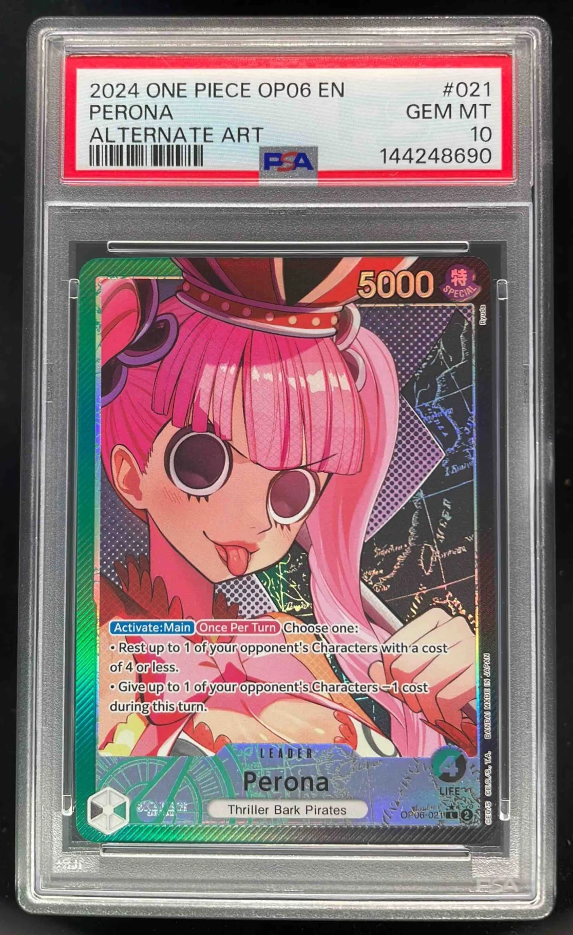 2024 One Piece OP06 EN #021 Perona Alternate Art PSA 10