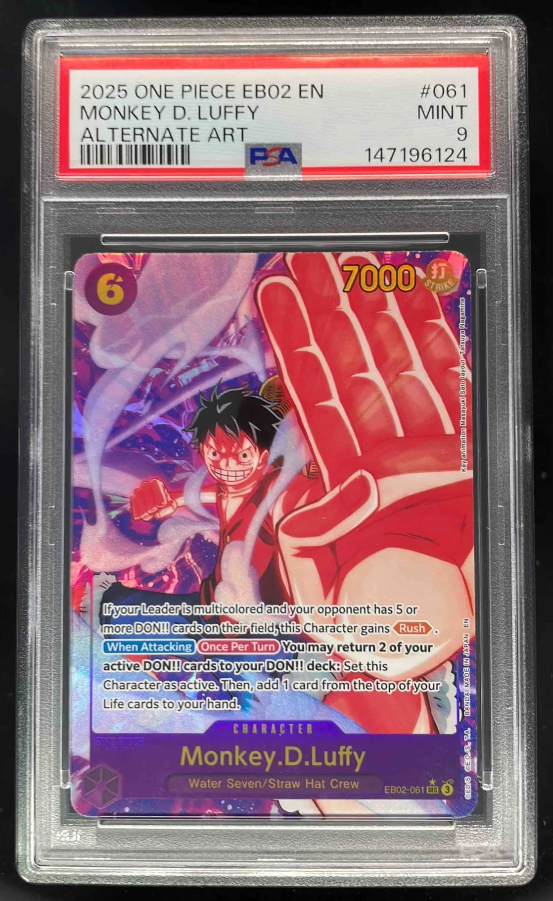 2025 One Piece EB02 EN #061 Monkey D Luffy Alternate Art PSA 9