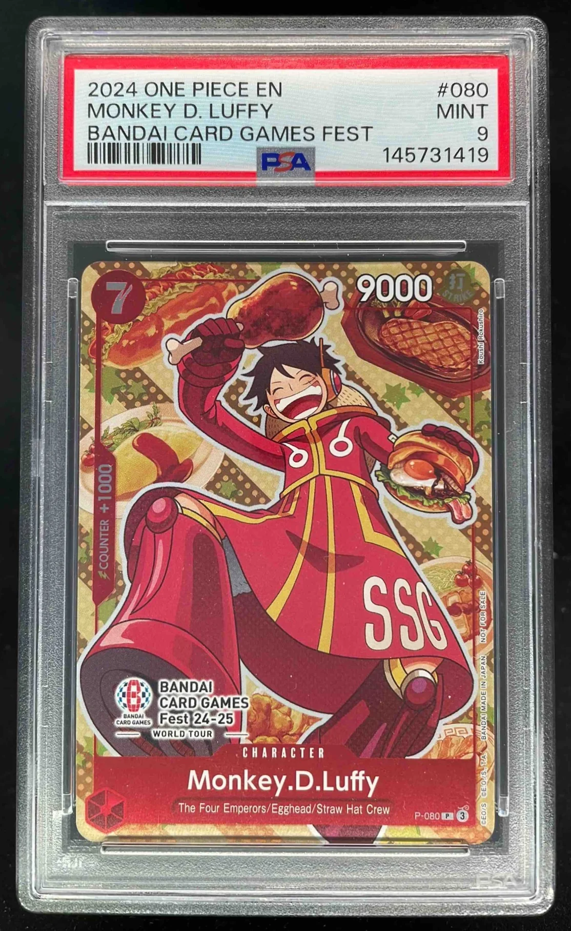 2024 One Piece EN Bandai Card Games Fest #080 Monkey D Luffy PSA 9
