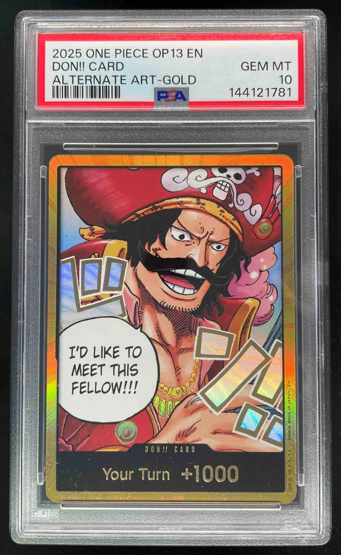 2025 One Piece OP13 EN DON!! Card Alternate Art Gold PSA 10