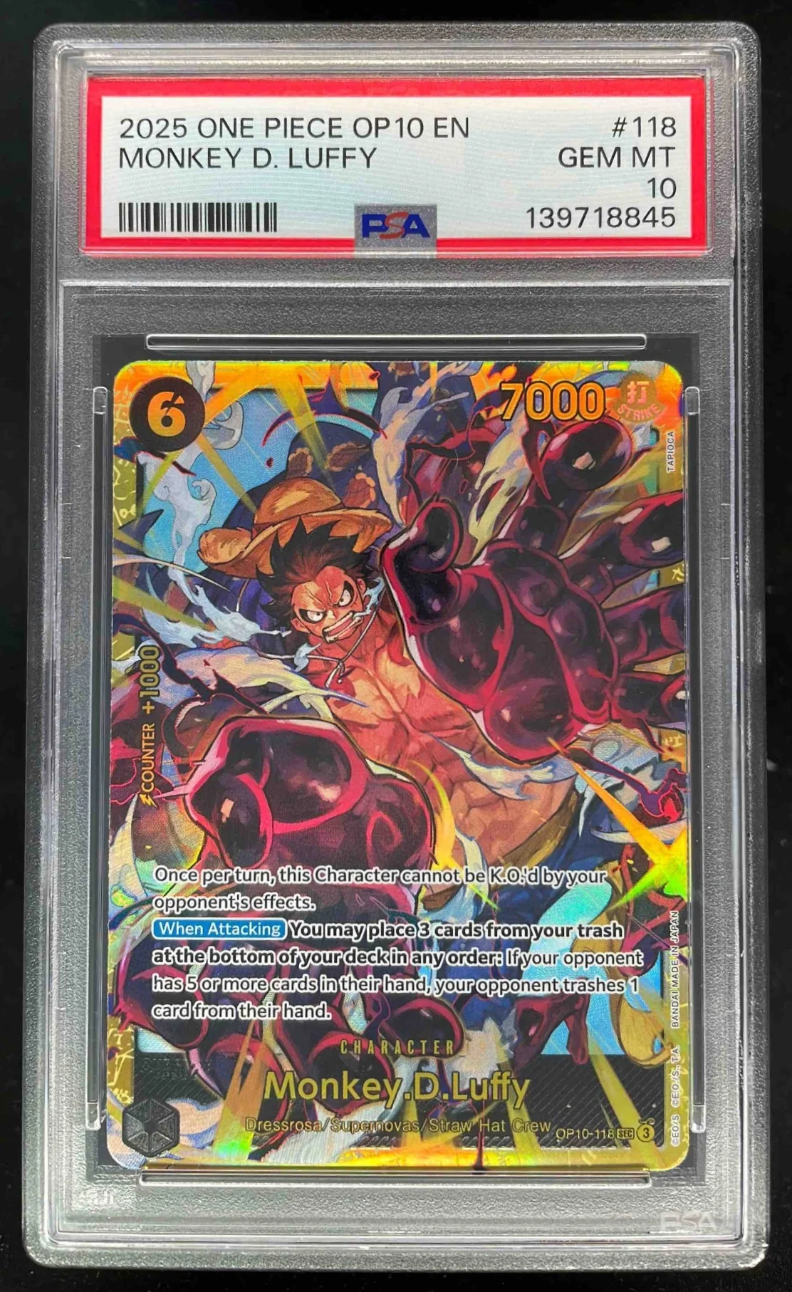 2025 One Piece OP10 EN #118 Monkey D Luffy PSA 10