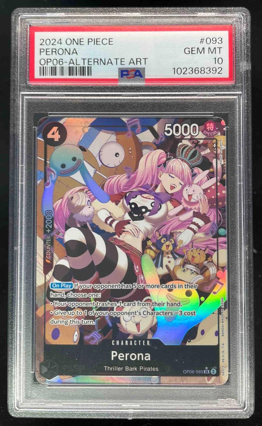 2024 One Piece OP06 #093 Perona Alternate Art PSA 10