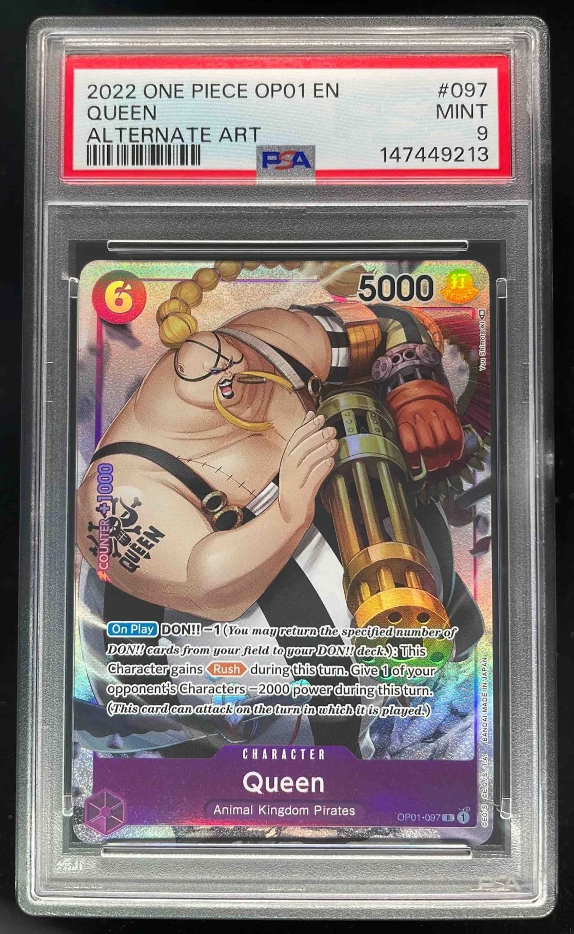 2022 One Piece OP01 EN #097 Queen Alternate Art PSA 9