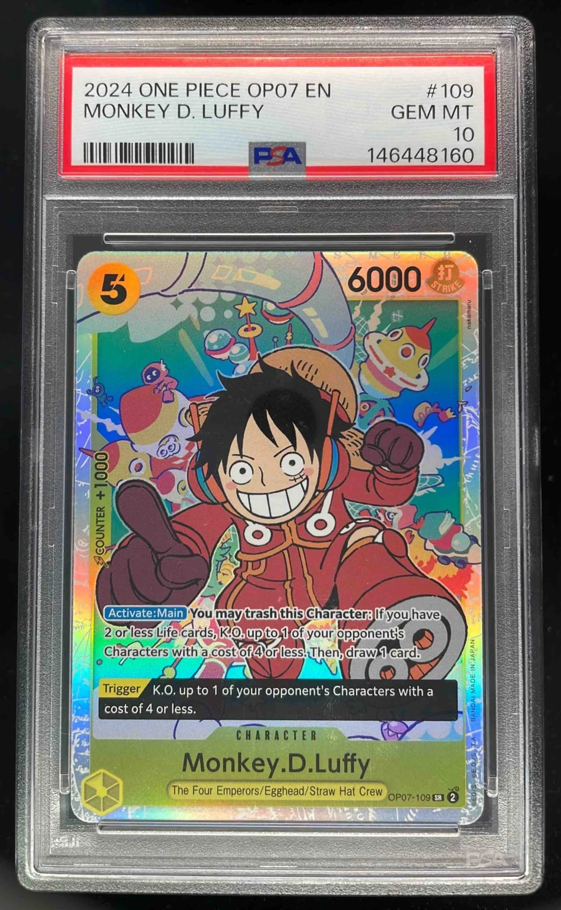 2024 One Piece OP07 EN #109 Monkey D LUffy PSA 10