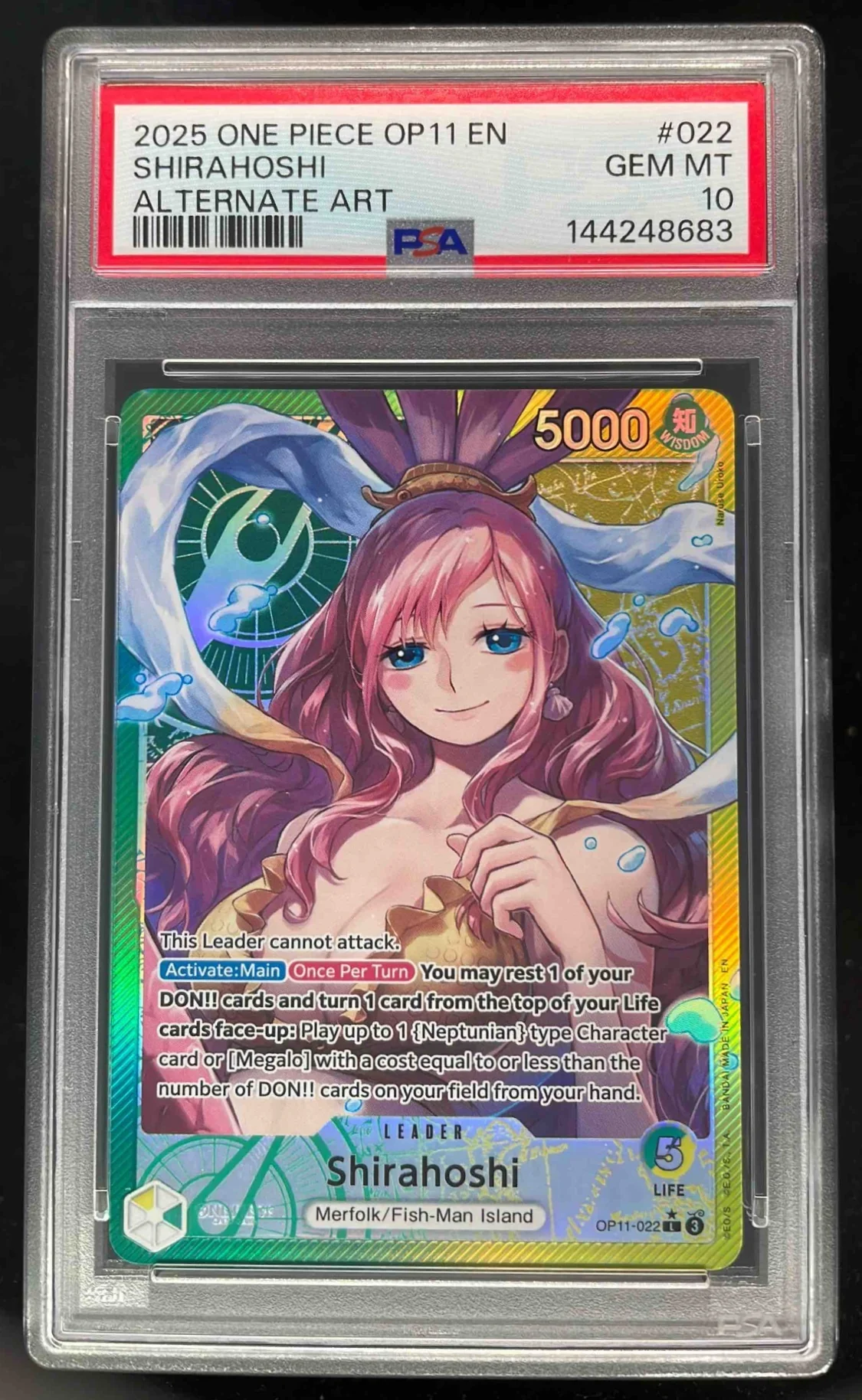 2025 One Piece OP11 EN #022 Shirahoshi Alternate Art PSA 10