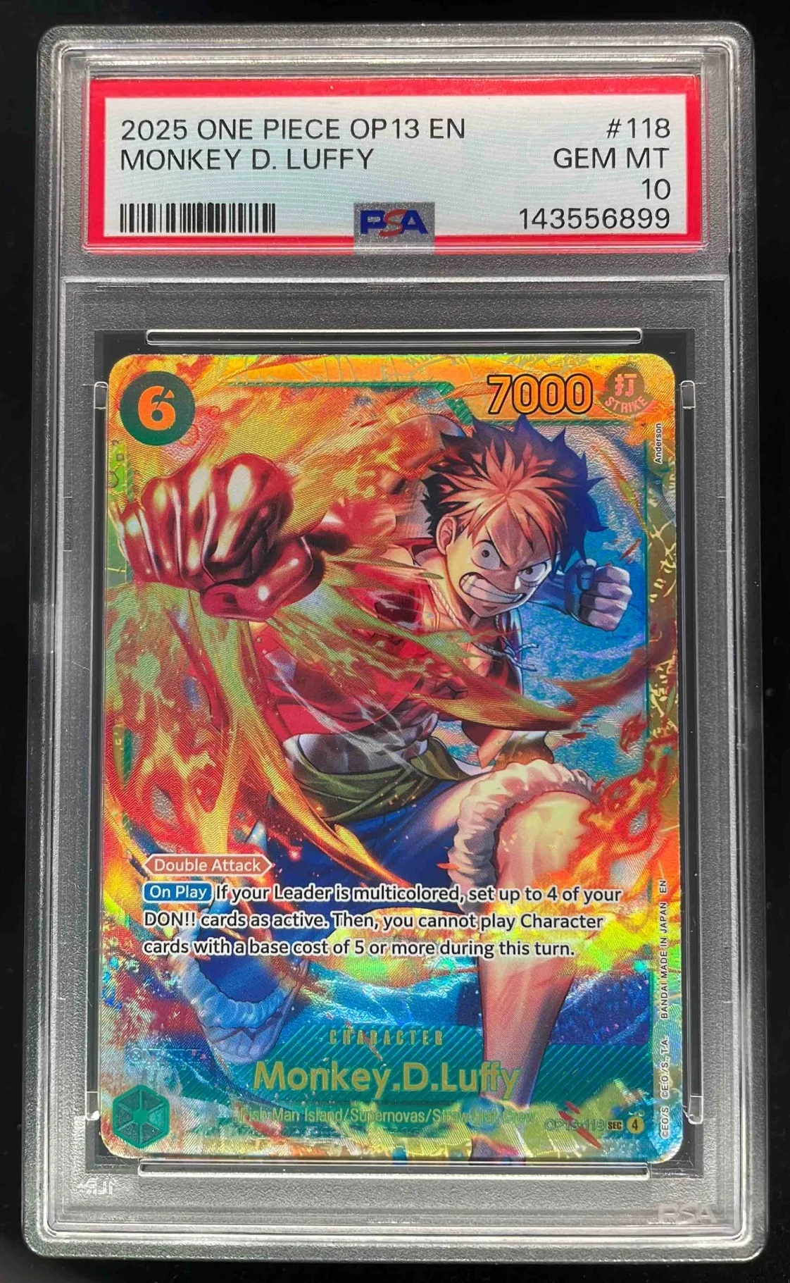 2025 One Piece OP13 EN #118 Monkey D Luffy PSA 10