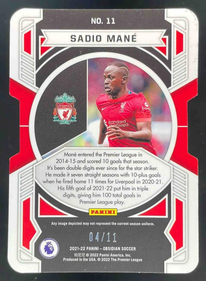 2021 Panini Obsidian Equinox Electric Etch White Pulsar #11 Sadio Mane /11 - Image 2