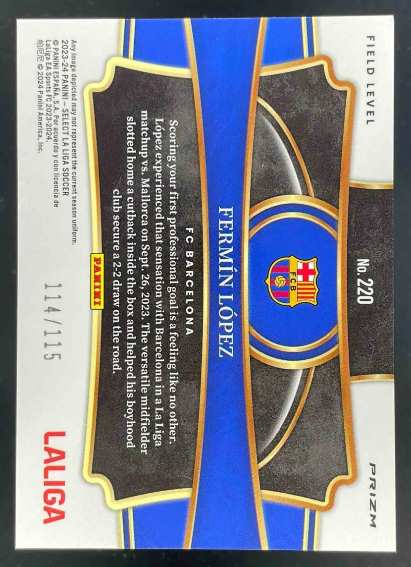 2023-24 Panini Select La Liga Pink Mojo Prizm #220 Fermin Lopez Field Level /115 - Image 2