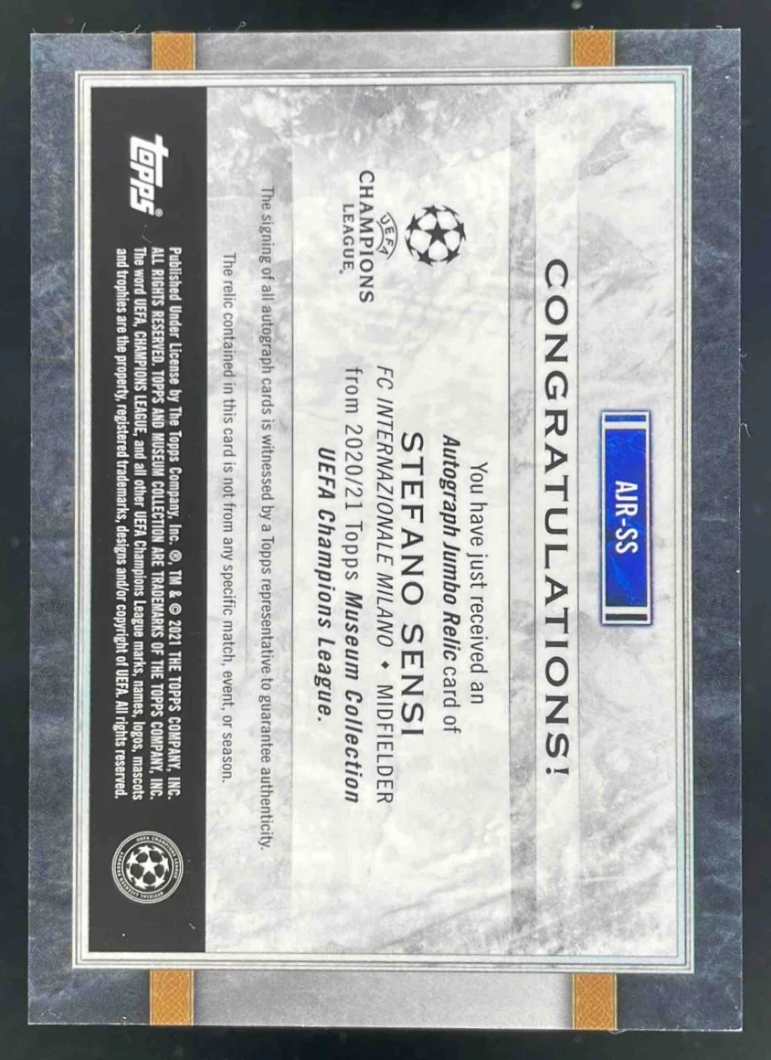 2020 Museum Collection Museum Jumbo Relics Gold #AJR-SS Stefano Sensi Auto /50 - Image 2