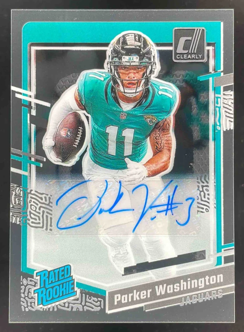 2023 Panini Clearly Donruss Rated Rookie #77 Parker Washington RC Auto