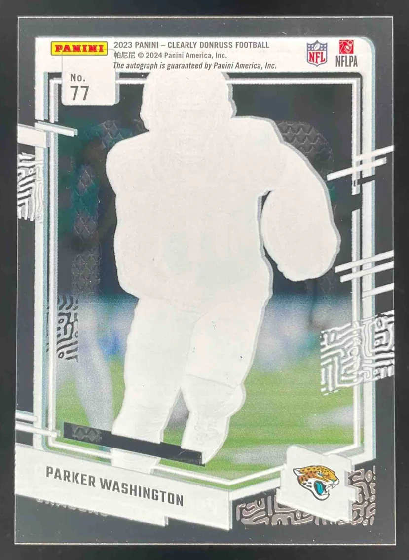2023 Panini Clearly Donruss Rated Rookie #77 Parker Washington RC Auto - Image 2