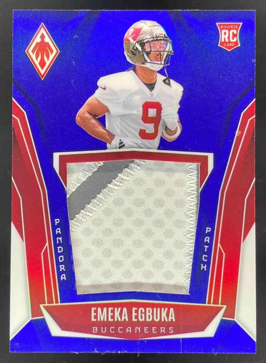 2025 Panini Phoenix Pandora Patch Blue Prizm #PAP-EEA Emeka Egbuka RC /199