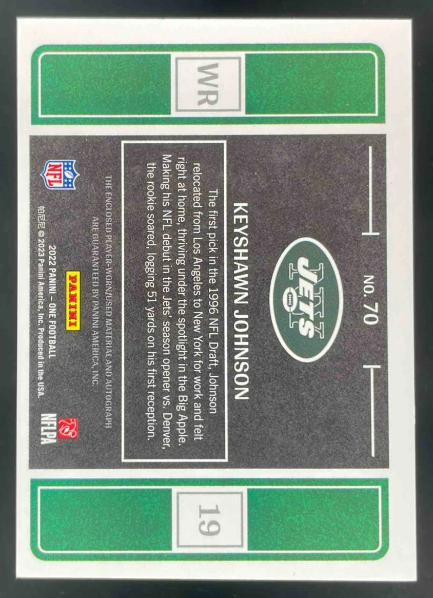 2022 Panini One Quad Patch Bronze #70 Keyshawn Johnson Auto /25 - Image 2