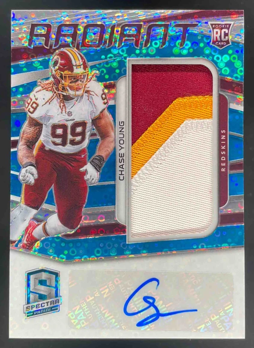2020 Panini Spectra Radiant Rookie Patch Neon Blue #8 Chase Young RC Auto /50