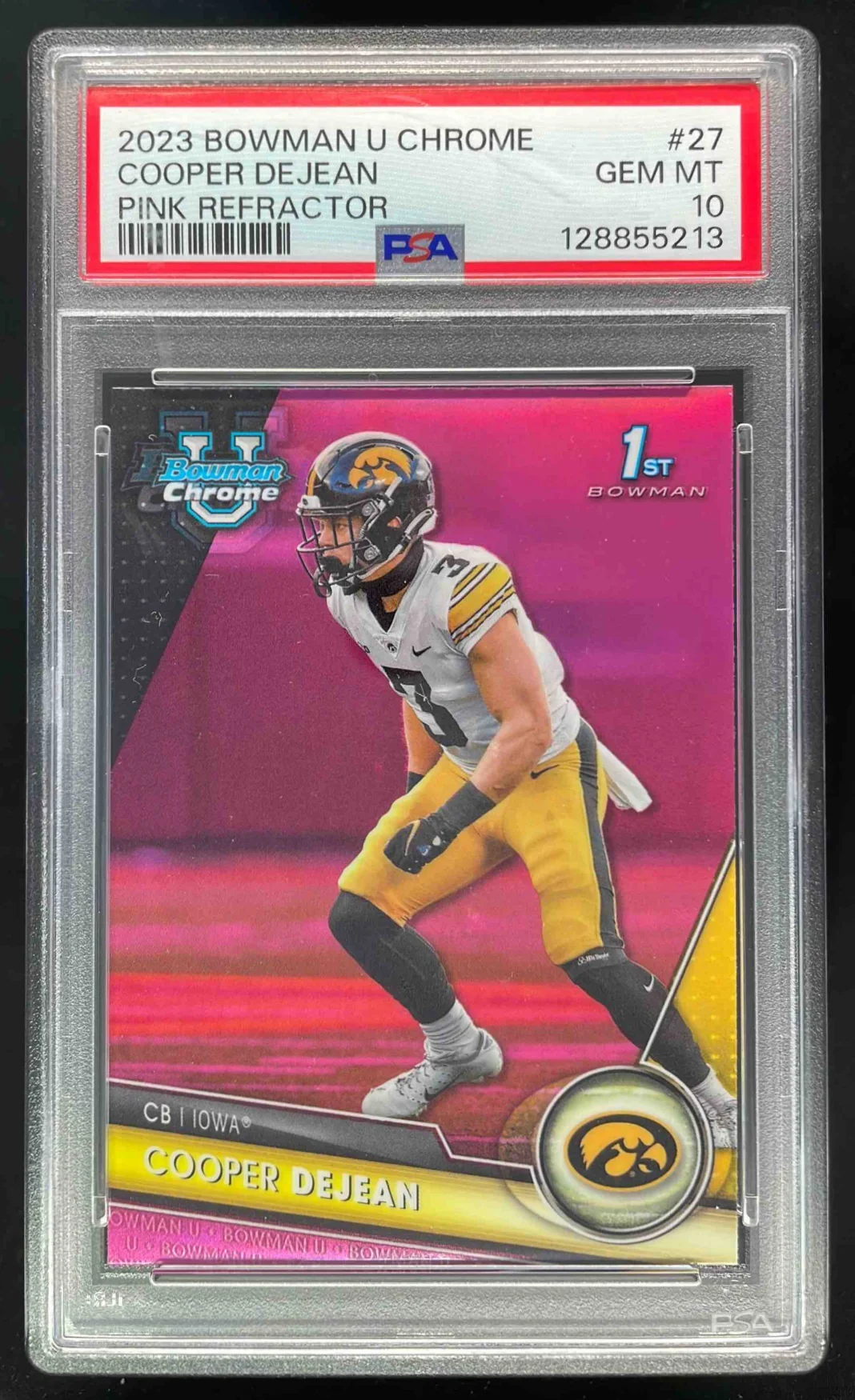 2023 Bowman University Chrome Pink Refractor #27 Cooper Dejean PSA 10