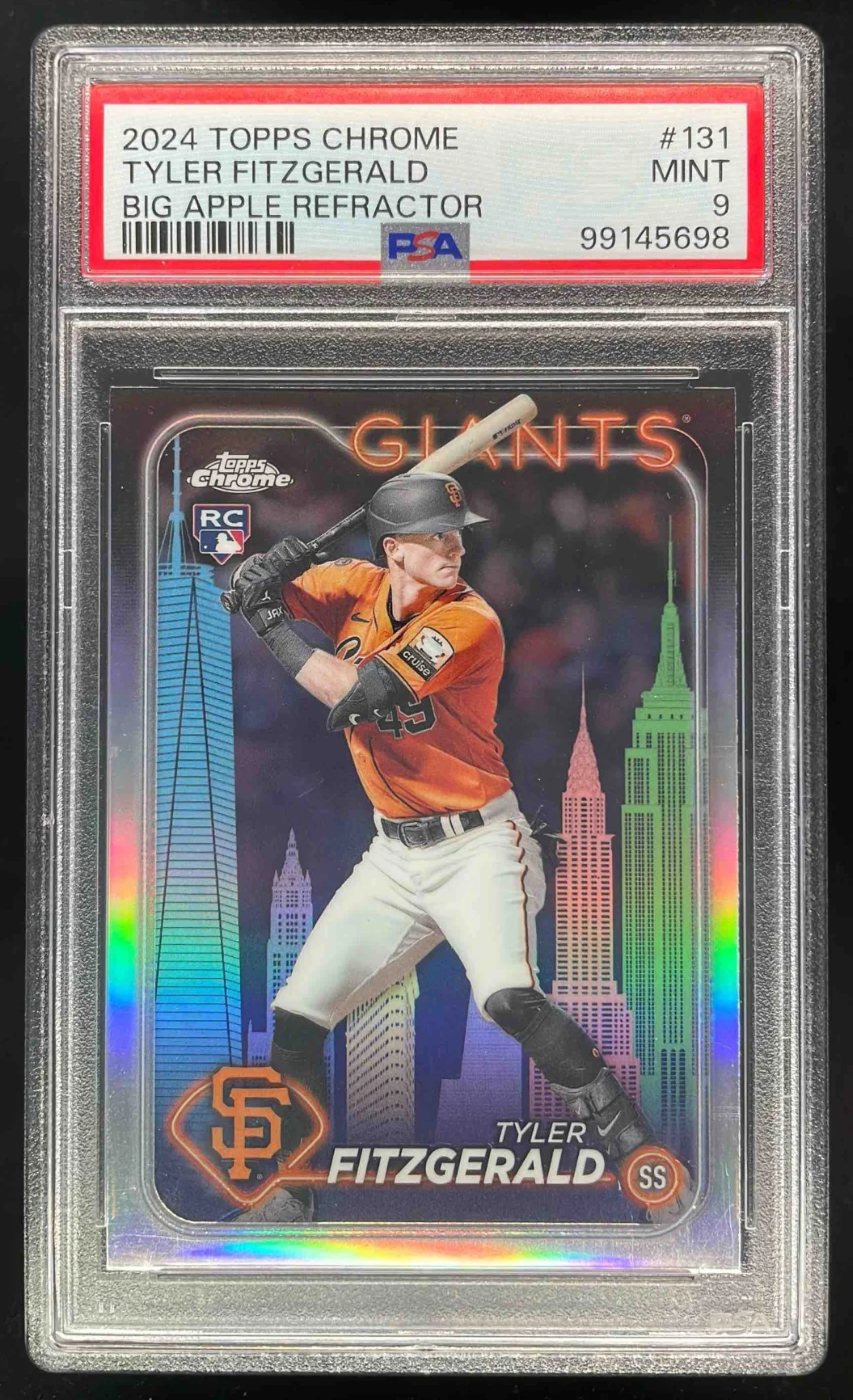 2024 Topps Chrome Big Apple Refractor #131 Tyler Fitzgerald RC PSA 9